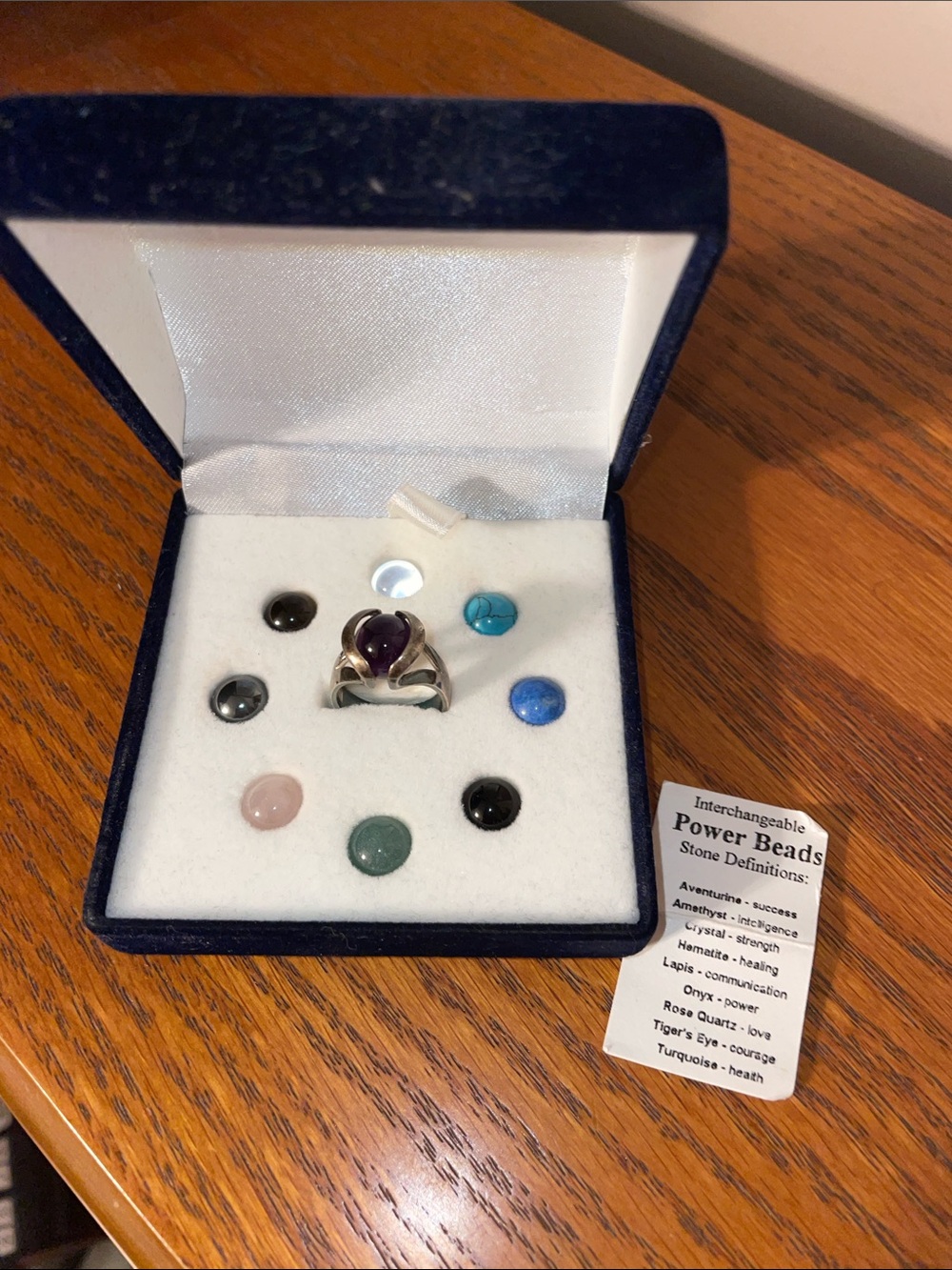 Sterling Silver Interchangeable Power Bead Stones Ring, size 6